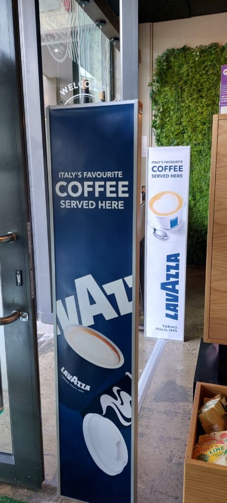 entrance lavazza sign panels